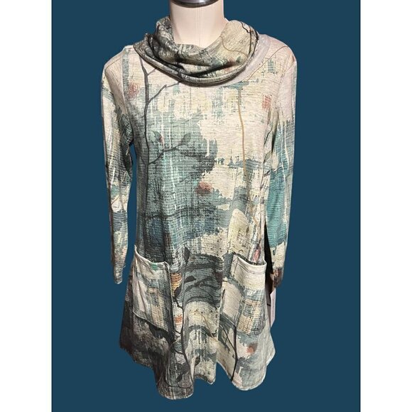 nwt JESS AND JANE EMERALD TUNIC OR DRESS SIZE MED COWL NECK FRONT POCKETS - Picture 13 of 16